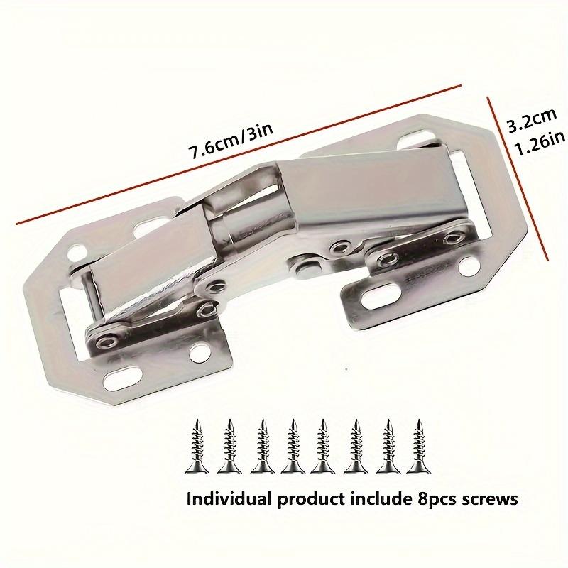 20pcs Hidden Hinges for Cabinet Doors, Frameless Cabinet Door Hinges, Surface-mounted Cabinet Door Hinges, with 160 Screws