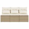 VidaXL Garden Sofa with Cushions 3-Seater, Seat with Cover, Outdoor Patio Balcony Terrace Furniture, Beige Resin 366077