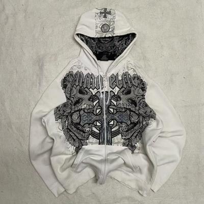 Anime Top Big Size Men Women Hoodies American Y2K New Hip-hop Trend Zipper Hoodie Women's Street Casual Loose Clown Retro Sweatshirt