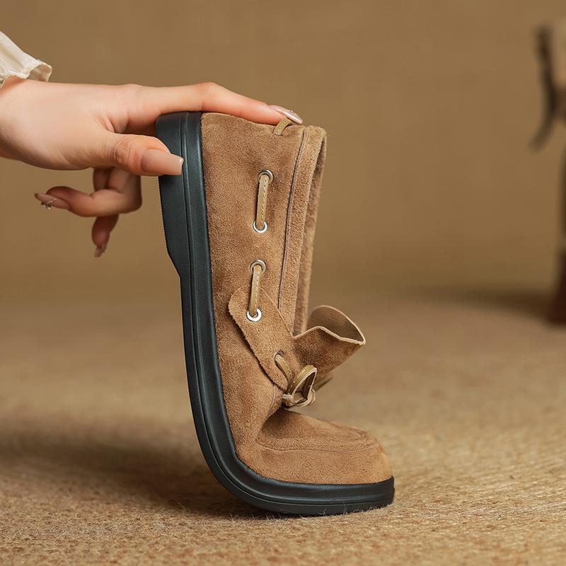 Fashion Size 34-40 Women Cow Suede Sneakers Real Leather Lace-Up Casual Low Heels Tennis Flats Shoes Classic Round Toe Daily Flat Shoes