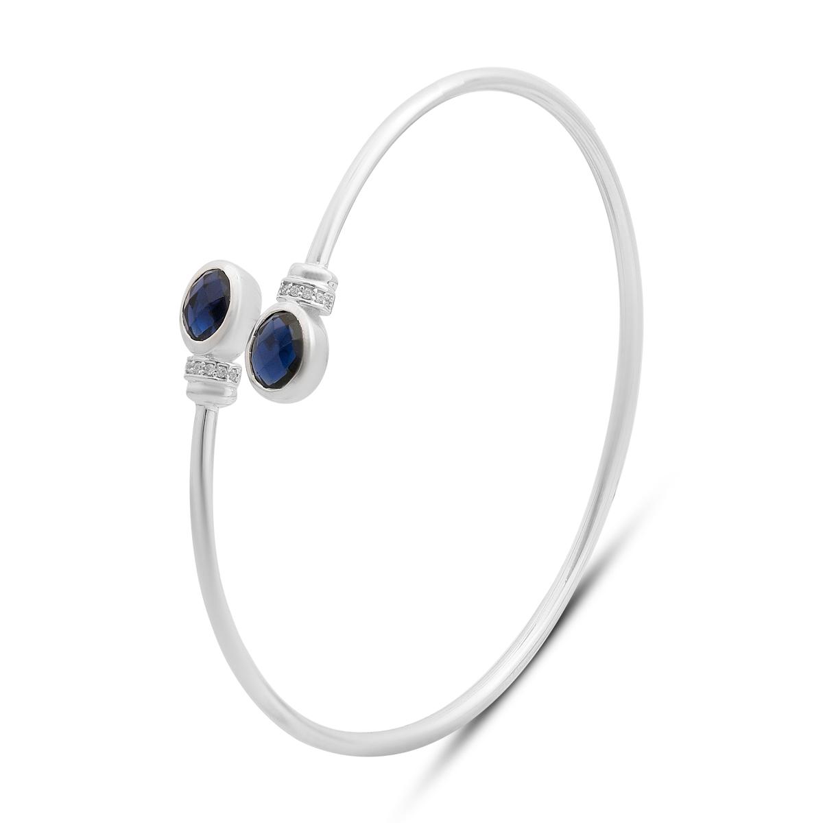 

Серебряный браслет с сапфиром nano 2.529ct, фианитами, вес изделия 7,79 гр (2206729) 19-22cm