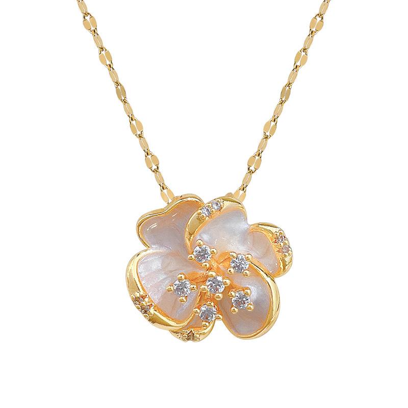 Women's Versatile Rotating Flower Light Luxury Necklace