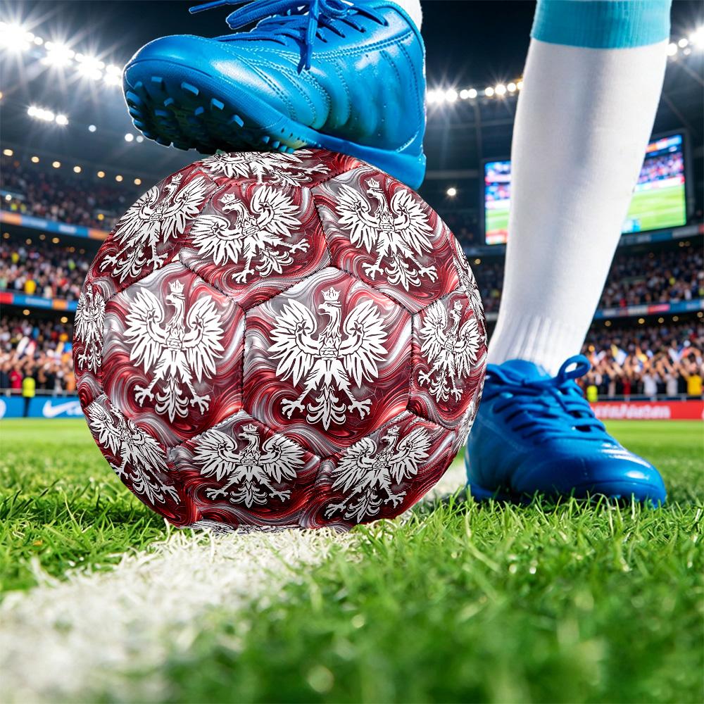 Poland Football Printed Size 5 Soccer Ball Wear Resistant Standard Adult Training Football Fan Gift for Indoor Outdoor Match Sports
