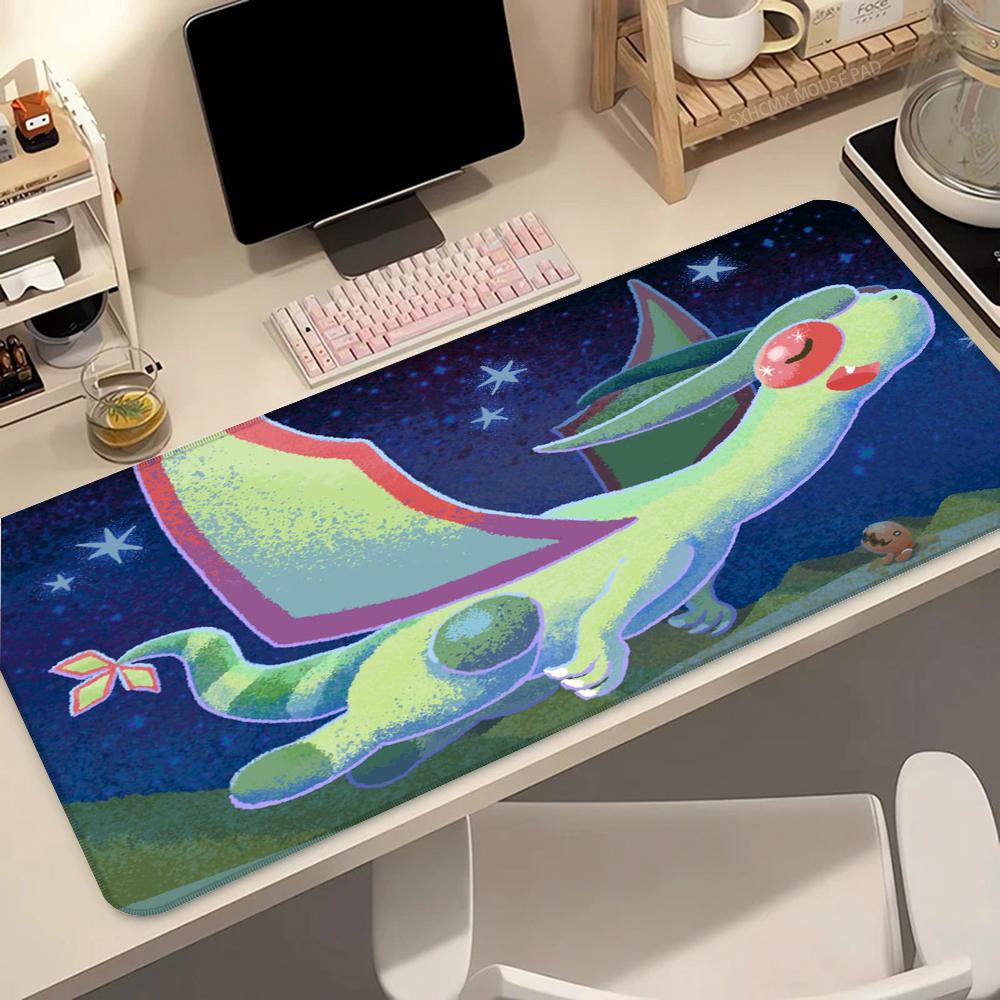 Large Mouse Pad Non-Slip Desk Mat Stitched P-Pokemon Flygon Edges Gaming Mousepad for PC Laptop Computer Office Home Table Decor