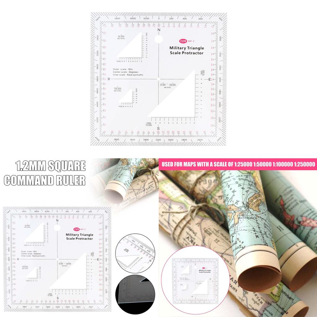 Scala de coordonate MGRS USNG Stil militar practic Scala hartă topografică transparentă Navigare Raportor militar