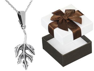 Short Silver Oxidized Women's Necklace With Leaf Leaflet Leaf Choker 40