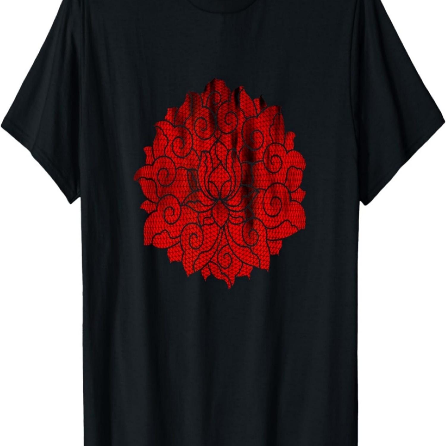 Korean Traditional Mythical Lotus flower pattern T- Shirt S чёрный