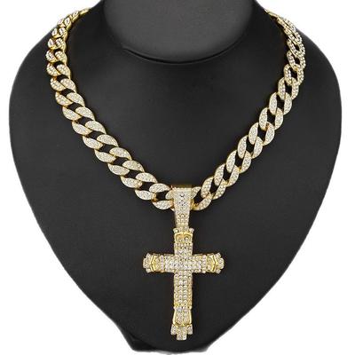 Source Personalized Cross Niche Design Street Full Diamond Clasp Cuban Necklace Jewelry Men'S