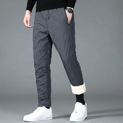 Winter Fall Men Sport Pants Loose Elastic Waist Thick Plush Waterproof