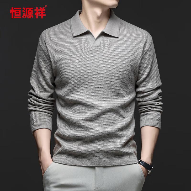 Hengyuanxiang Men's Thick Cashmere Polo Sweater