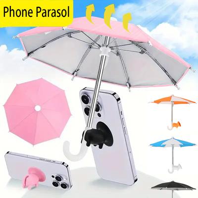 Mobile Phone Parasol Phone Umbrella for Sunshade Universal Adjustable Stand With Suction Cup Holder Car Anti-Glare Mini Umbrella