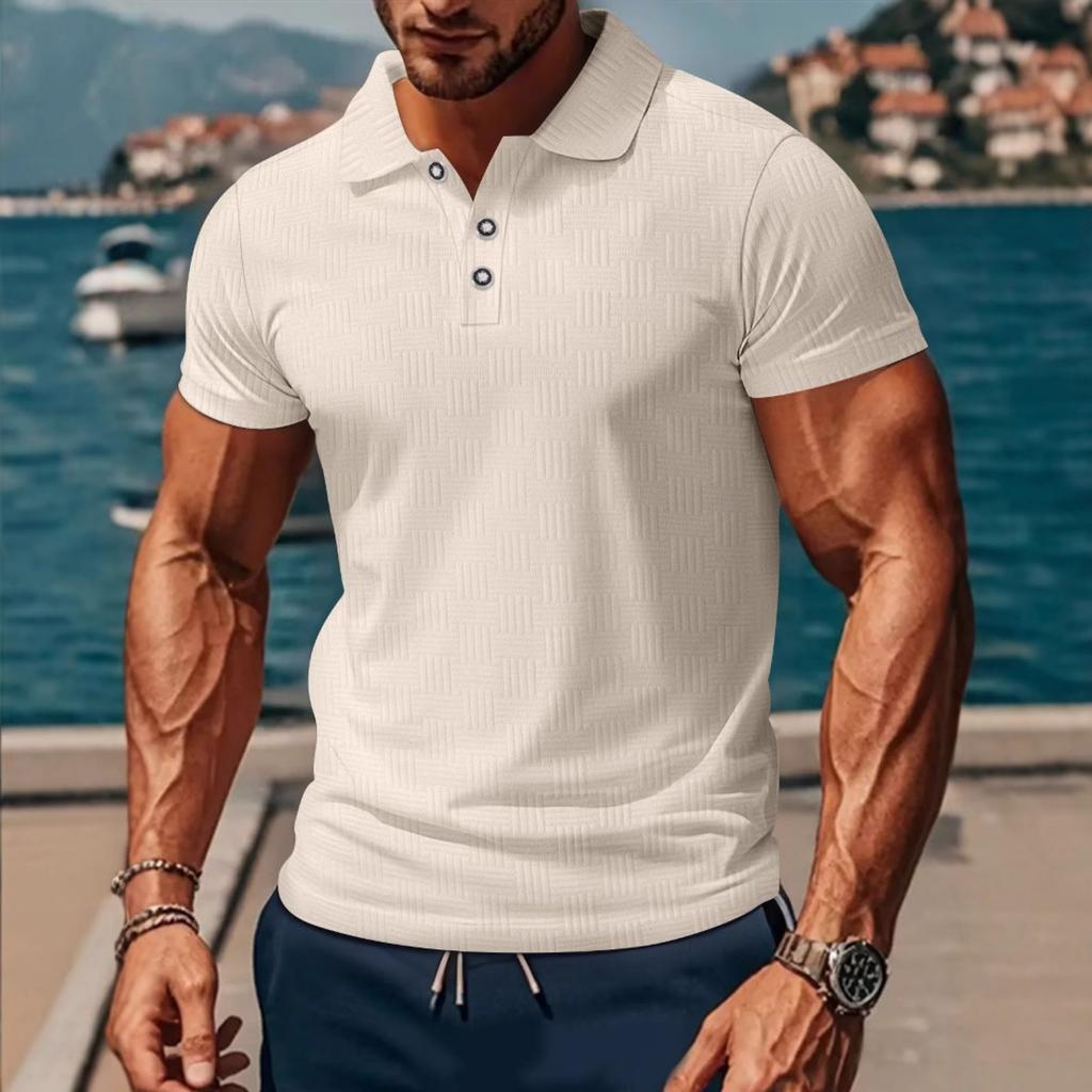 Herren Freizeit Farbe Atmungsaktives Freizeithemd, Herren Revers Schlank Kurzarm Oberteil
