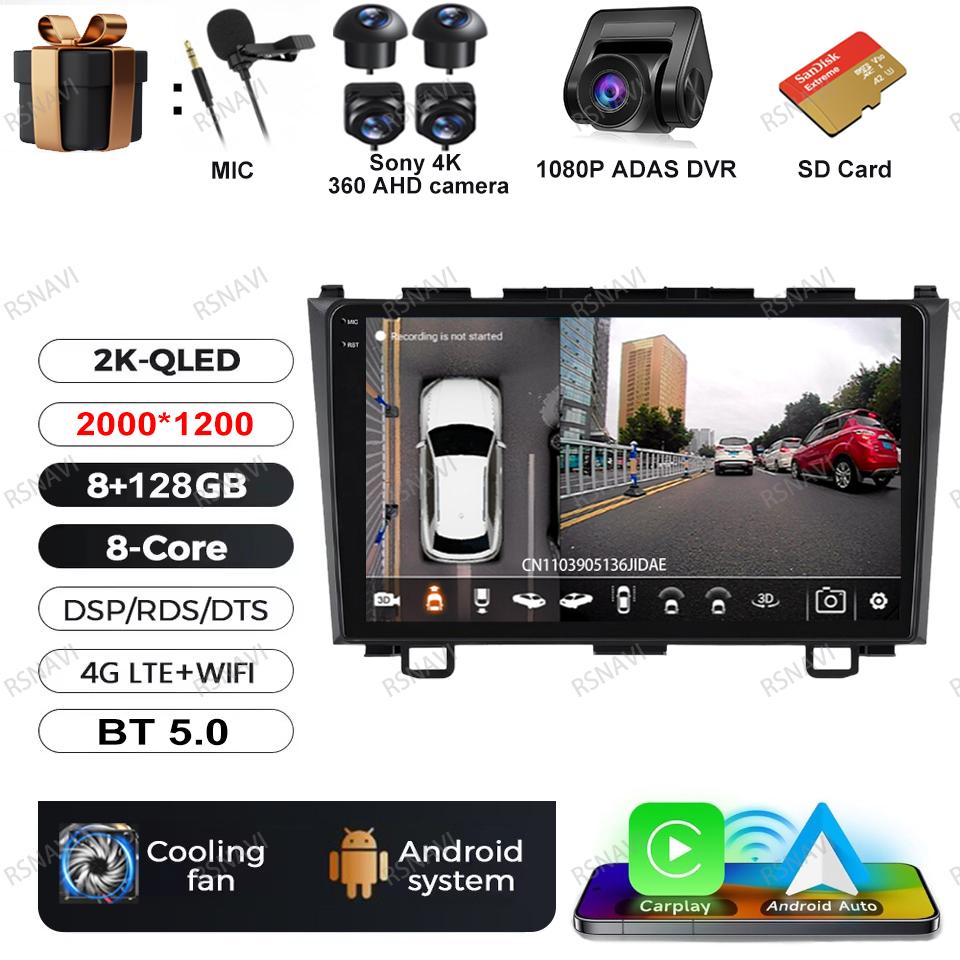 Android 16 Car Radio For Honda CR-V 3 RE CRV 2007-2011 Multimedia Video Player Audio Auto 5G WIFI GPS RDS Navigation Qualcomm BT