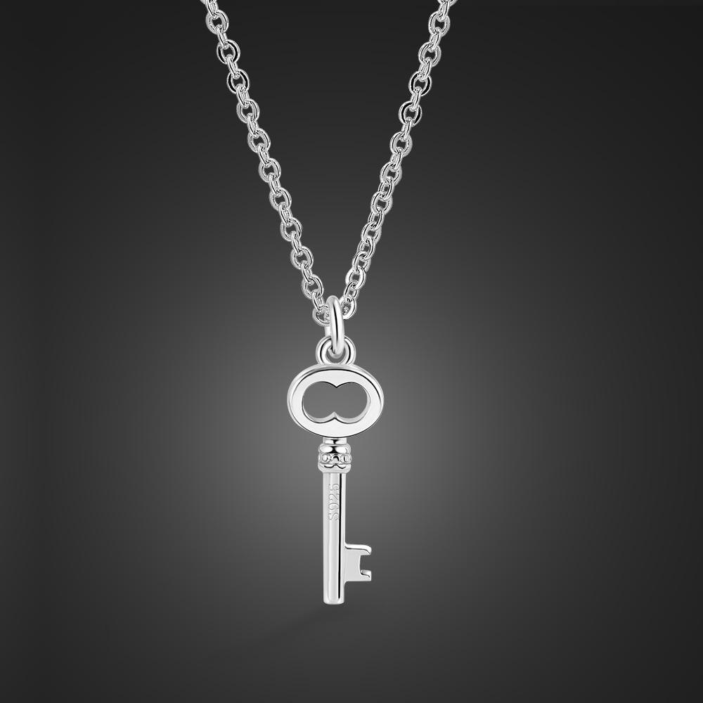 

Простое и универсальное женское ожерелье на ключицу, подвеска-ключ, цепочка на шею, гальваническое покрытие толстым родиевым золотом, ювелирные изделия 54CM