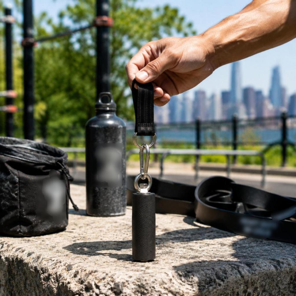 Black Workout Grip Handles Metal Hardware Ribbed Handle Conical Hanging