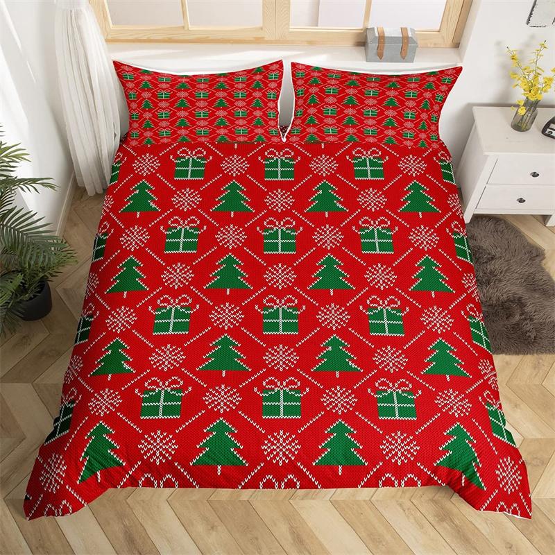 Christmas Duvet Cover Boys Christmas Gingerbread Man Bedding Set Microfiber New Year Quilt Cover Set Xmas Theme Bedspread Cover