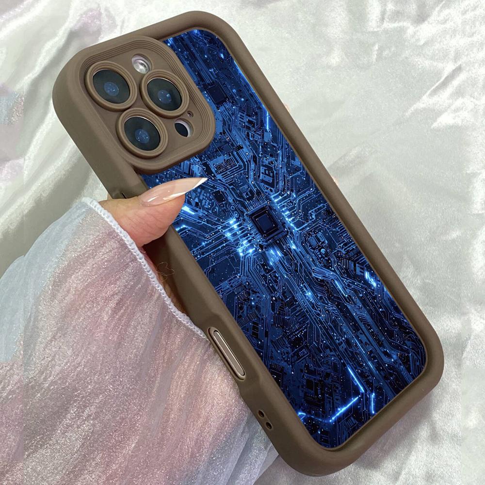 

JT256 Futuristic Circuit Board Art for iPhone 17 16 15 14 13 Pro Max Samsung S26 S25 Ultra A17 A16 A07 A56 A36 Xiaomi 15T Redmi 15c Note 14 Soft Case Redmi 15C 4G/5G(171.6) коричневий