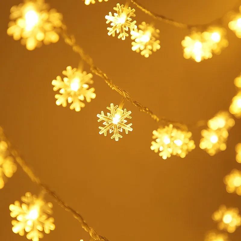 1.5/3/6M USB Power Festoon Snowflake Fairy String Lights Garden Winter Party Christmas Garland Lamp Wedding Room Decoration Outdoor
