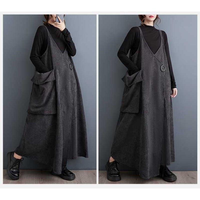 New Plus Size Design Crafted Straps Adjustable Loose Dresses