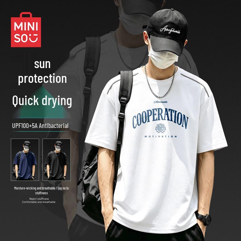 MINISO Men s American Retro Color Block Short Sleeve T-Shirt 2XL