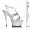 Women's Sandals Thin Heel High Heel Transparent Open Toe Metal Chain Dance Shoes 15cm Heel 5cm Platform YKC