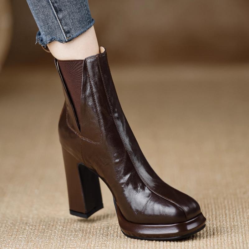 Fashion Short Cylinder Fashion Boots 2025 Platform Block Heel High Heel Booties for Women