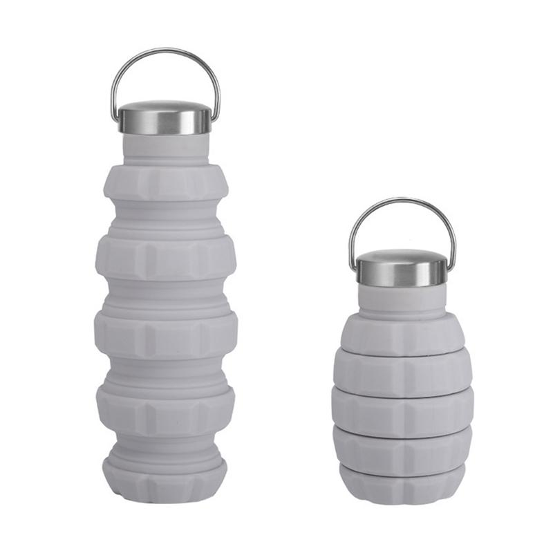 Portable Silicone Retractable Grenade Water Bottle 500ML Collapsible Sports Water Bottle Foldable Reuseable Drinking Cup Travel