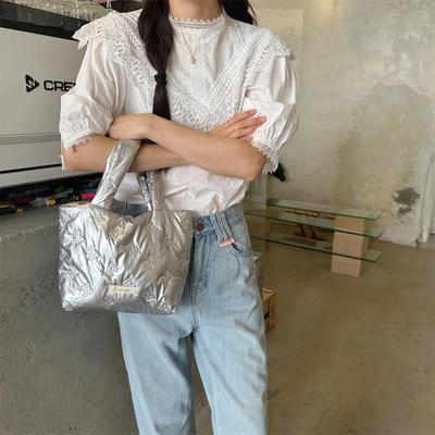 49221 Bolso de Mano Acolchado Cuadrado Pequeño Lindo para Desayuno y Compras