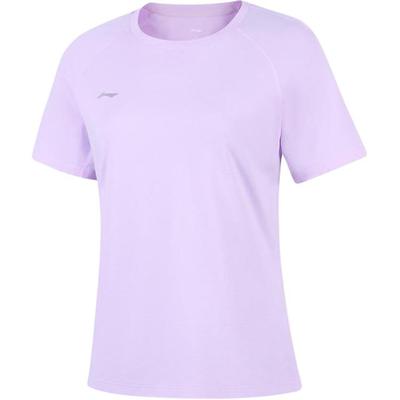 Li Ning Group Purchase Series Solid Color Breathable Versatile Short Sleeve T-Shirt Women T-Shirts Cool-Purple ATSV436-2