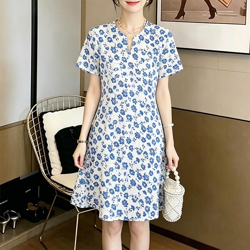 ZANZEA Women V-Neck Loose Summer Casual Floral Print Short Sleeve Dress