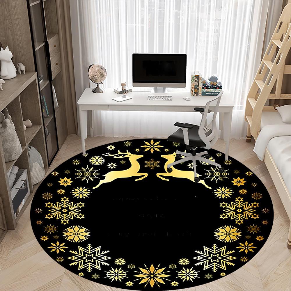1pc Winter Wonderland Chair Carpet for Office, Indoor Non Slip Washable Polyester Fiber Carpet,