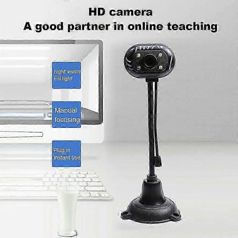 4-LED HD Computer Webcam With Microphone For Desktop Laptop Computer Camera