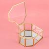 A25F-Flip Love Heart Shaped Geometric Glass Jewelry Box Glass Ring Box Exquisite Unique Wedding Jewelry Box Ring For Wedding Dec
