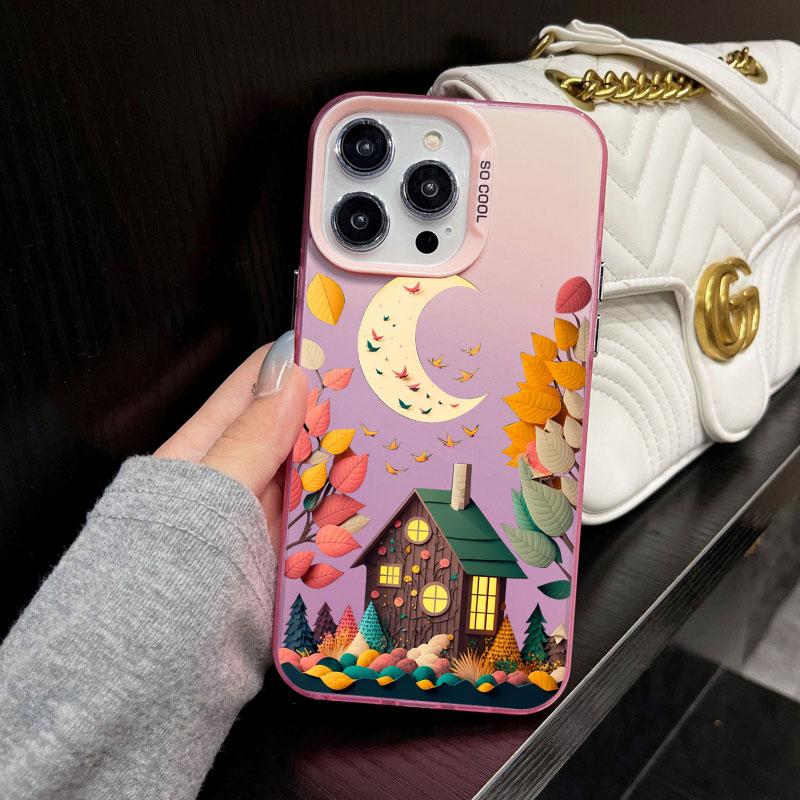 Rainbow Illustration Art Phone Case For Iphone 15 14 Pro Max Plus 13 Mini 12 11 Pro Max Luxury Shockproof Matte Laser Back Cover