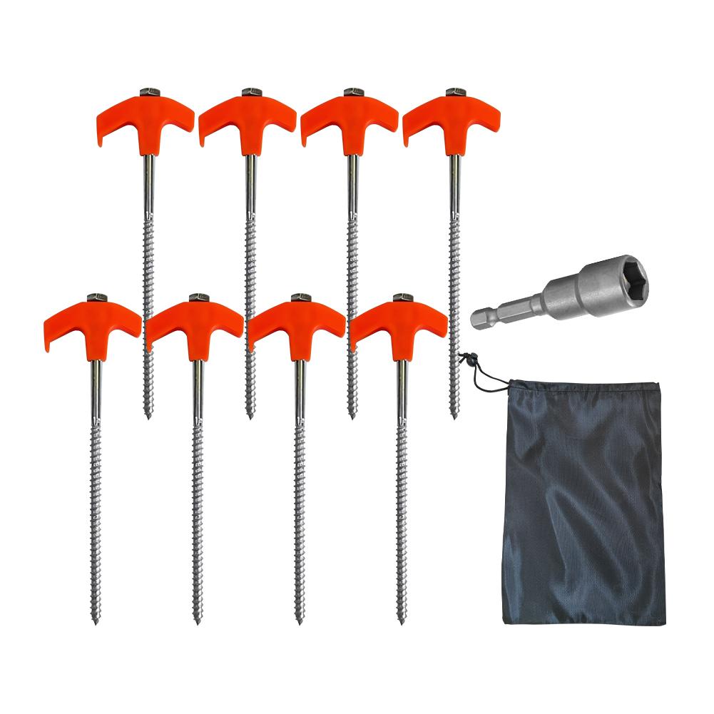 Rotating Tent Pegs with Hex Socket Outdoor Steel Pegs Heavy Duty Spiral Screw Camping Stakes for Outdoor Camping