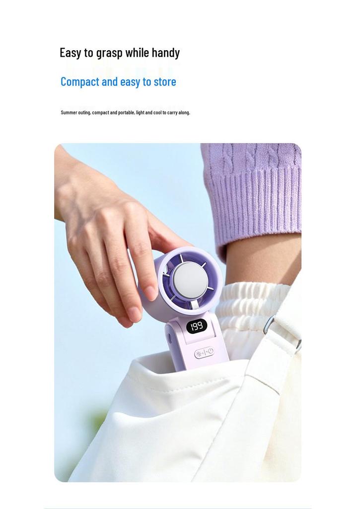 Turbo High-Speed Portable Handheld Fan with USB Charging & 199 Gear Digital Display