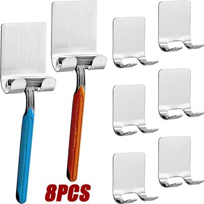 8 pezzi Supporto per rasoio da barba senza punzone per uomo Gancio portaoggetti per rasoio da parete Mensola per bagno Rasoio da parete Accessori da cucina