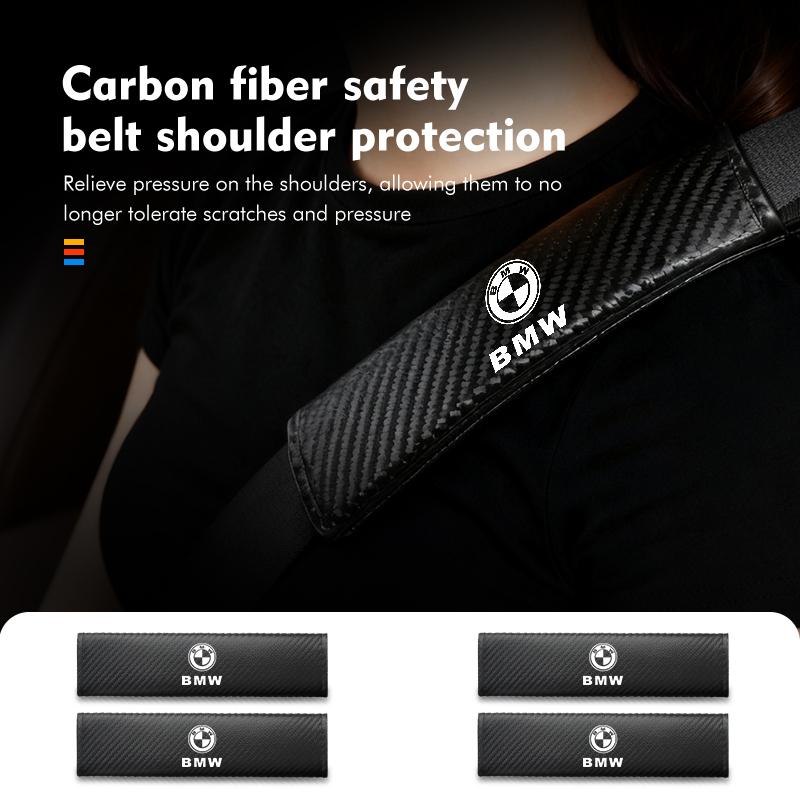 BEKV7 Car Seat Belt Carbon Fibre Shoulder Protection Pad Accessories For BMW M Sport M2 M3 M4 M5 M6 E46 E90 E60 F10 F20 E87 X3 X6