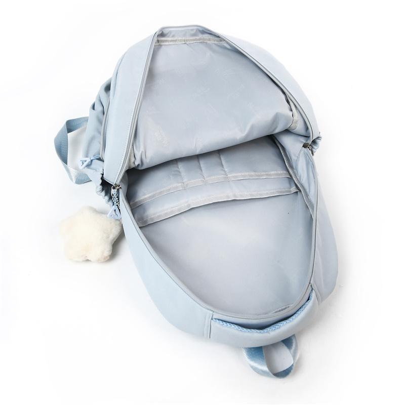 Cute Nylon Backpack for Women – Star Patch Design School Bag with Front Pocket for Everyday Use