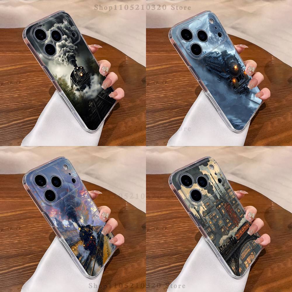 Classic Steam Train Railway Phone Case iPhone17 16 15 14 13 12 11 Pro Max Plus Mini Clear Full Back Cover Silicone Soft Shell