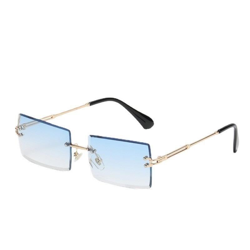 Retro Women Sunglasses Brand Designer Fashion Rimless Gradient Sun Glasses Shades Lady Cutting Lens Ladies Frameless Eyeglasses