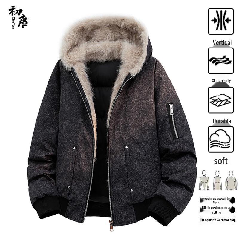 

Мужская утолщенная парка с меховым воротником XL