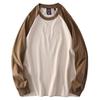 Fashion Brand Retro Raglan Contrast Color Pure Cotton Long-Sleeved T-shirt