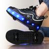 2025 runaway shoes children's four-wheel retractable roller skates sports shoes luminous shoes can go breathable burst shoes