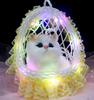 Lace Hanging Basket with Light-Up Plush Cat - Perfect Gift for Girlfriend or Doll Lovers