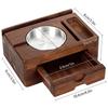 Wooden Phone Holder and Tablet Stand Set Including Accessory Storage Drawer and Detachable Ashtray for Home Office