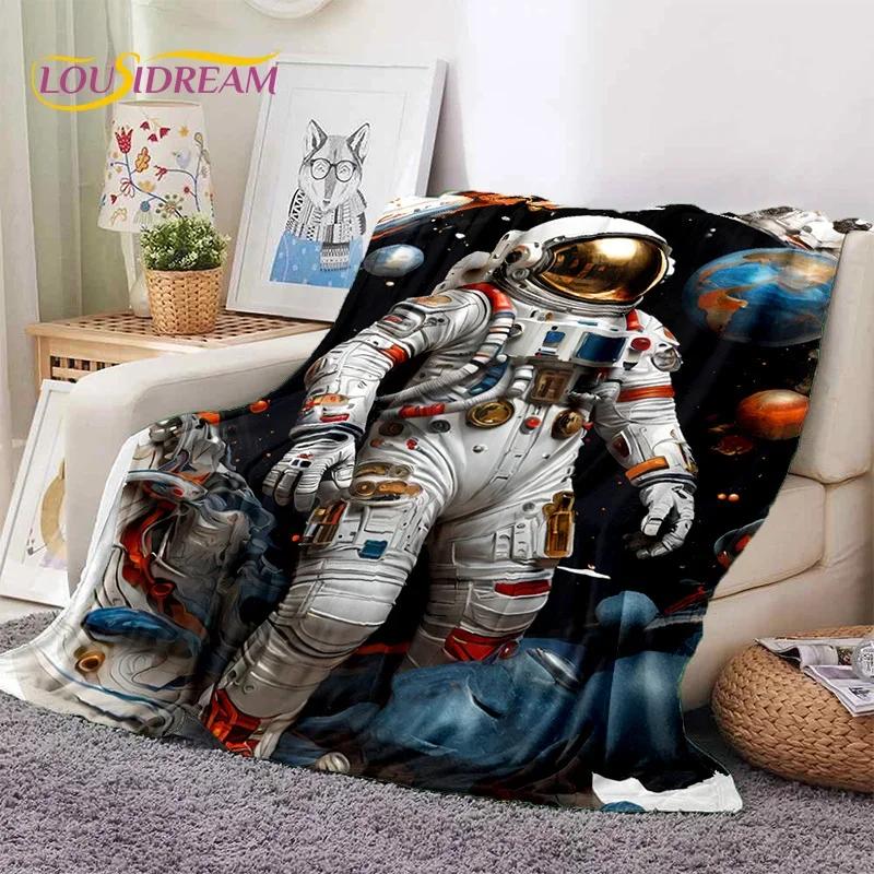 Astronaut Universe Spaceman Outer Space Cartoon Soft Flannel Blanket for Beds Bedroom Sofa Picnic,Throw Blanket Outdoors Leisure