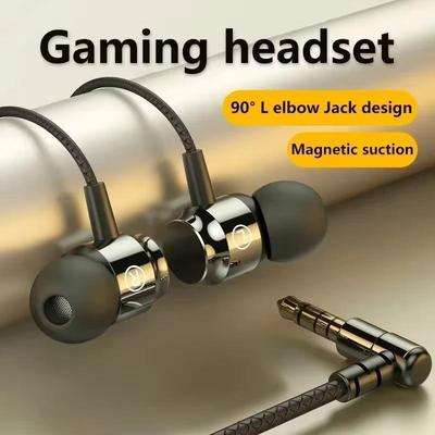 Magnetische Kabelkopfhörer aus Metall, Rauschunterdrückung, Gaming-Headset, 3,5-mm-L-Buchse, HIFI-Stereokopfhörer mit HD-Mikrofon für alle Smartphones
