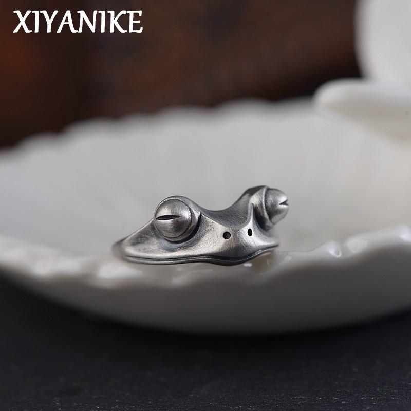 XIYANIKE Hip Hop Punk Frog Animal Adjustable Rings For Men Women Gothic Fashion New Year Jewelry Gift Party Street Anillos Mujer