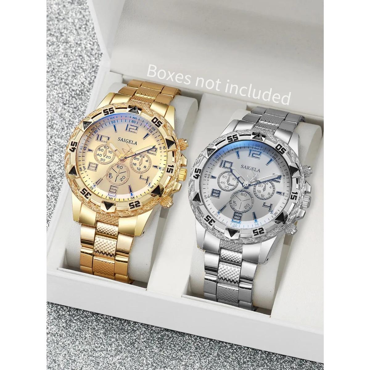 

2PCS Men Business Watches Fashion Big Dial Steel Band Male s Analog Quartz Watch Relogio Masculino Reloj Hombre
